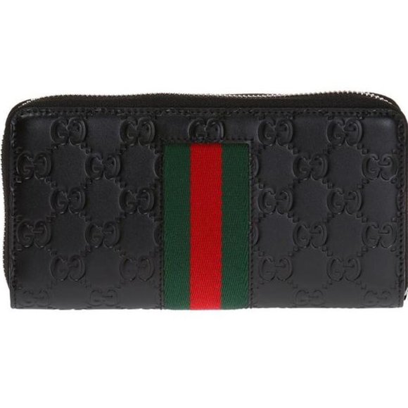 Gucci Guccissima with Web Zip Around Wallet in Black - Picture 2 of 4